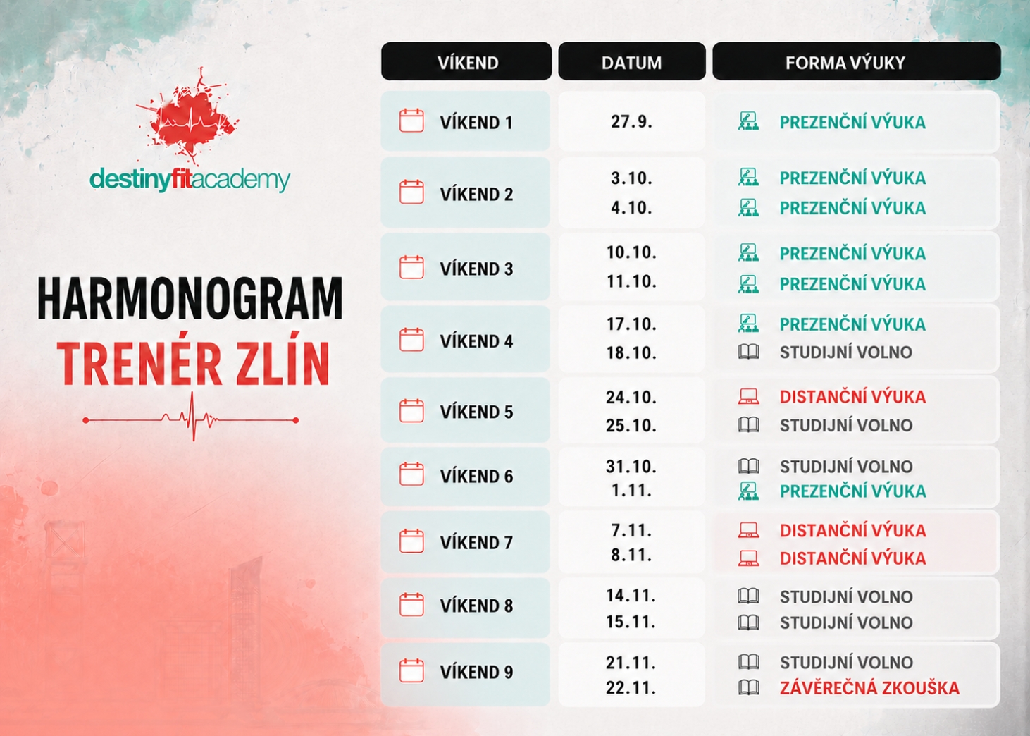 Harmonogram Zlín